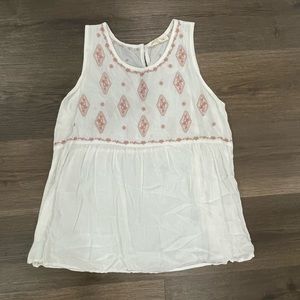 Embroidered babydoll white top